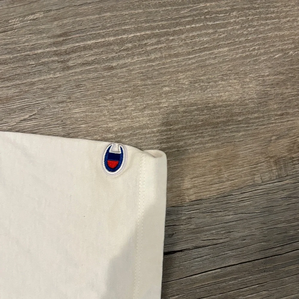 Champion White Crop Top with Blue Logo - Picture 3 of 6
